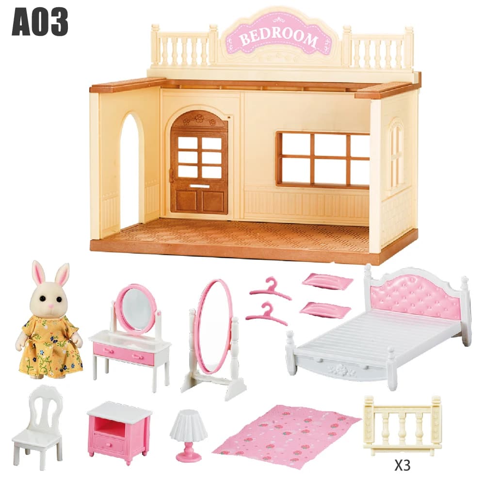 Meubles de scène miniatures pour la famille, maison de course, villa, simulation de forêt, lapin, an