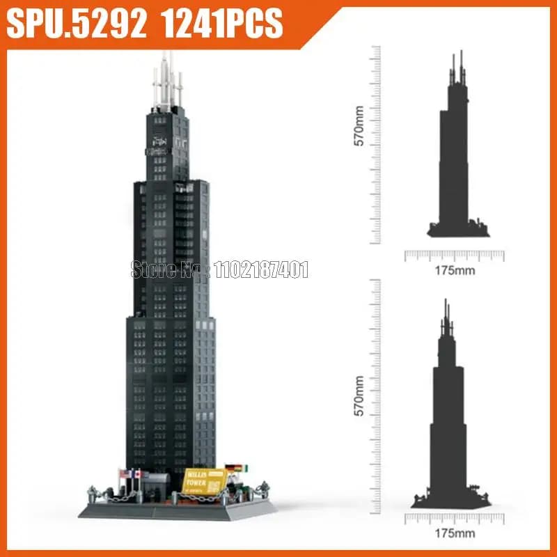 5228 1241 pièces grande Architecture mondiale célèbre tour Willis Chicago nous états-unis blocs de c
