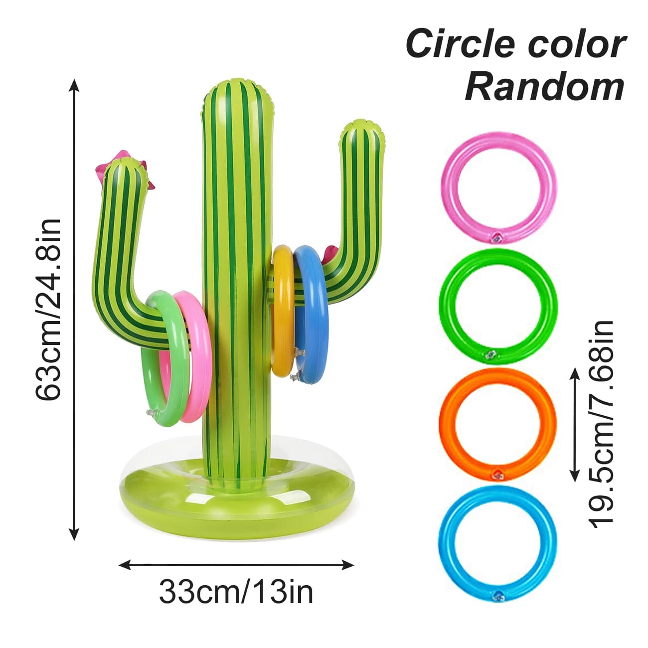 Jeu de lancer d'anneaux gonflables Cactus avec anneaux colorés, jeu d'été pour piscine, pelouse, pla