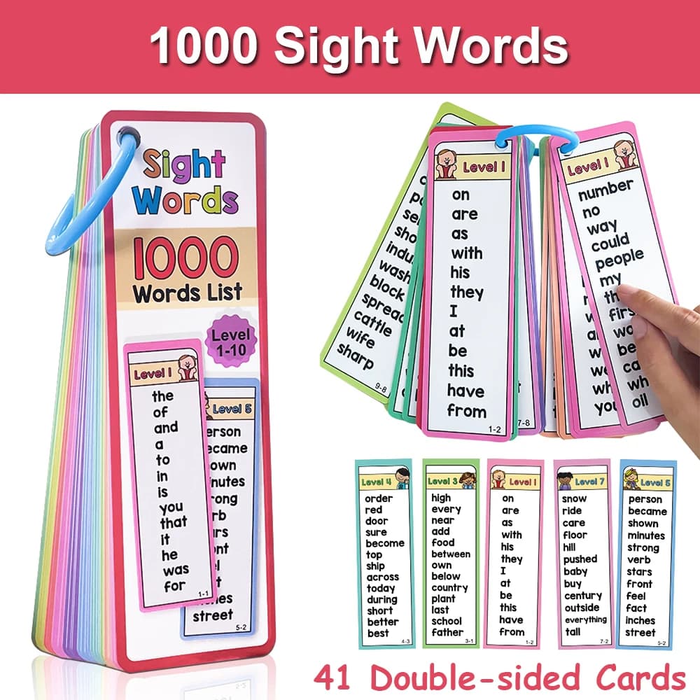 1000 mots de vue liste anglais cartes Flash éducatives construction de vocabulaire mots à haute fréq
