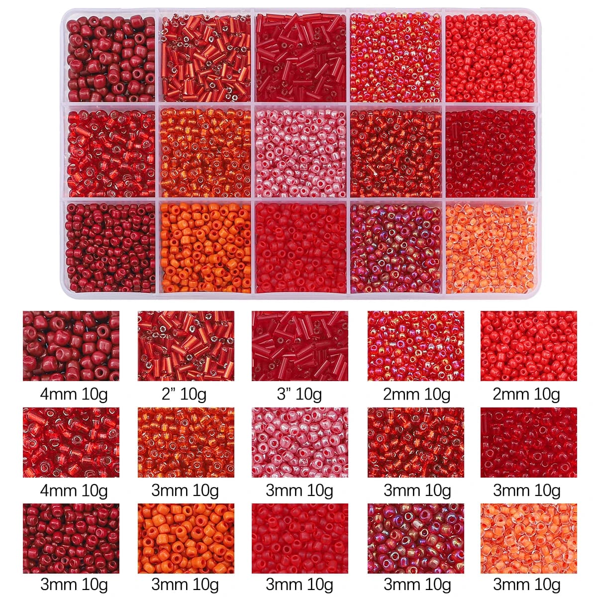 150g1set accessoires en verre 15 grille verre perle de riz Tube perle matériel sac faisant Bracelet