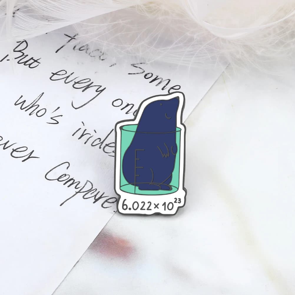 Broche de sac de d'extraction en verre de bécher de dessin animé, expérience chimique drôle, broche
