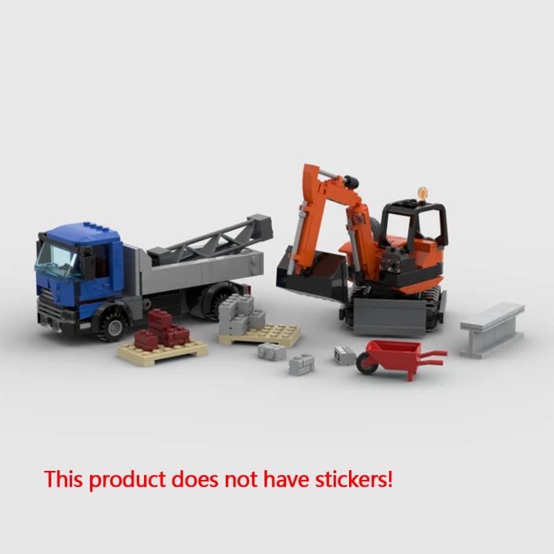345 pièces – Maquette de chantier de construction – Briques de construction MOC – Voiture de ville –