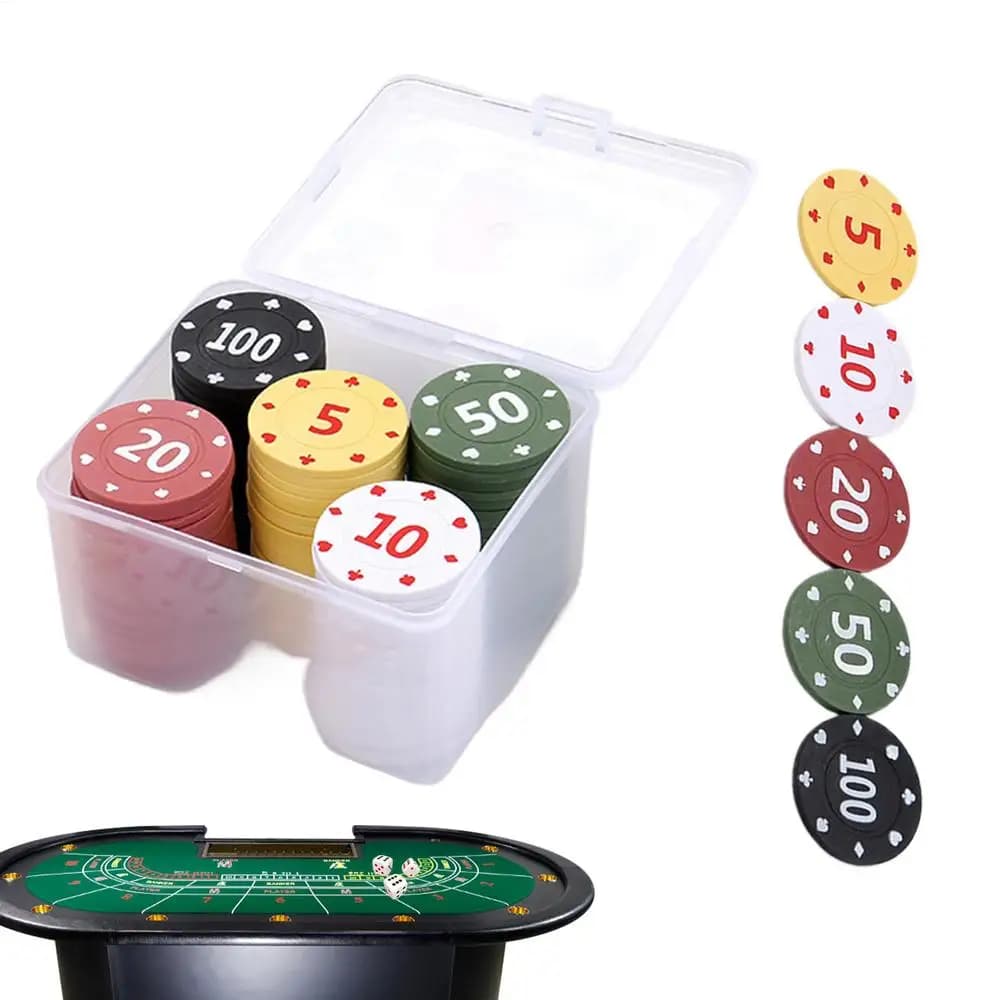 Ensemble de jetons de poker numérotés de 100 pièces, fournitures de jeu professionnelles avec boîte