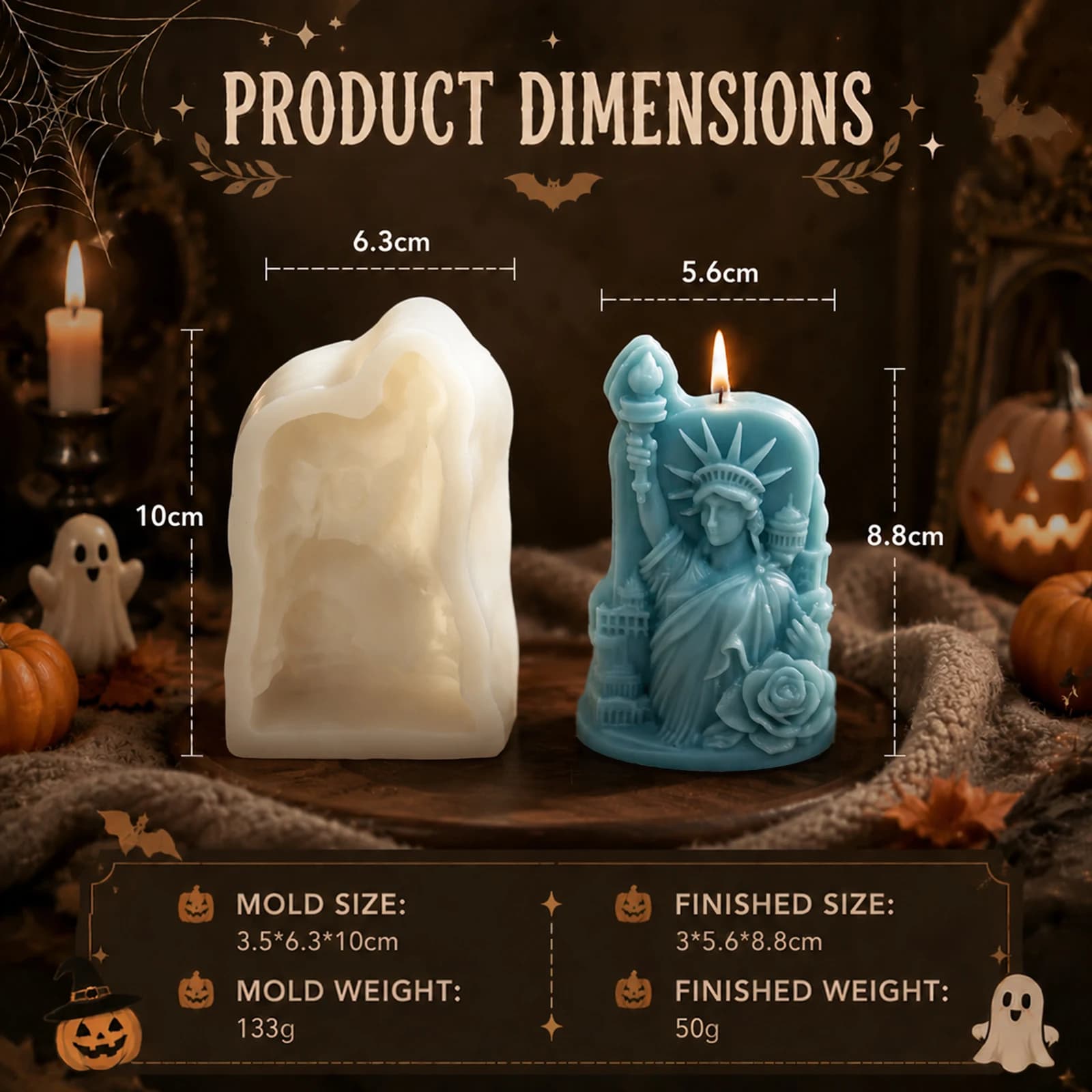 Moule en silicone 3D Statue de la Liberté pour bougies, gypse, résine – Article décoratif DIY pour l
