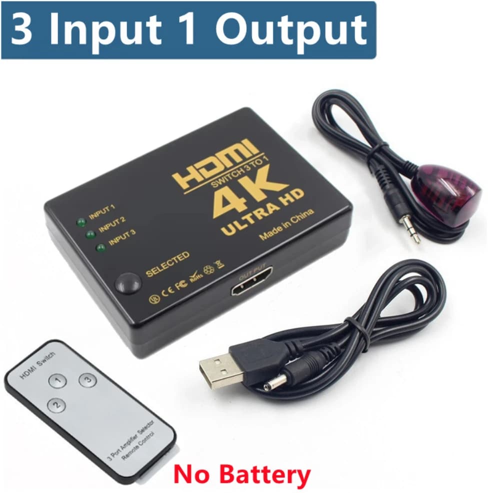 Commutateur vidéo HDMI avec télécommande IR, 5 entrées, 1 sortie, commutateurs HDMI pour Xbox, PS4,