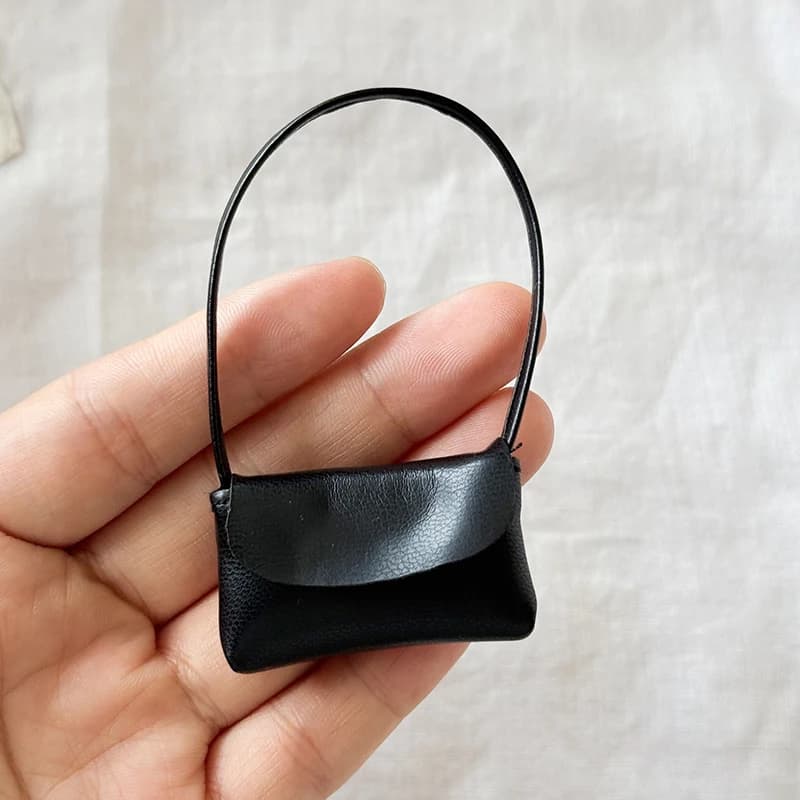 Jouet de sac à main de jeu de rôle, sac en cuir de dame de poupée de 15-17cm, sac à main pour la déc