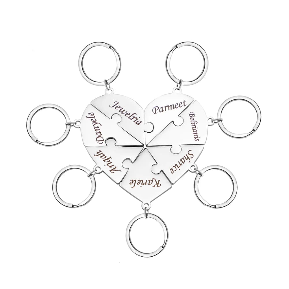 Noms personnalisés Puzzle pièces de coeur collier noms de famille personnalisés coeur Puzzle porte-c