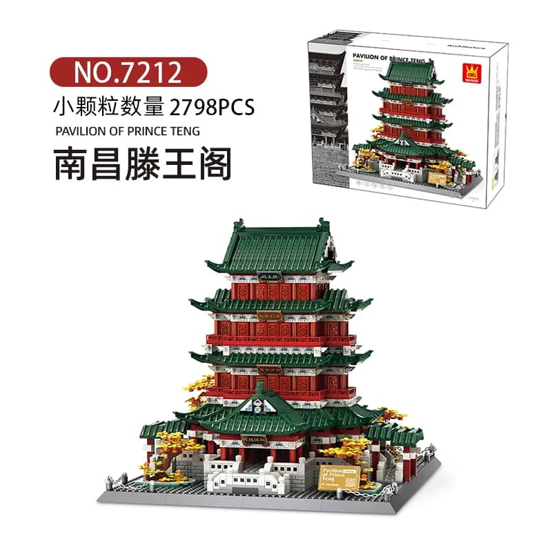 2798 pièces - Pavillon du Prince Teng MOC, modèle de monument DIY de la dynastie Tang pour la décora