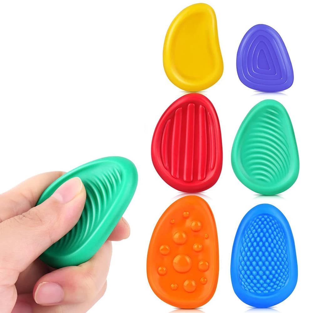 Jouets sensoriels en pierre de Silicone pour adultes, paquet de 6 texturés pour l'autisme et les enf