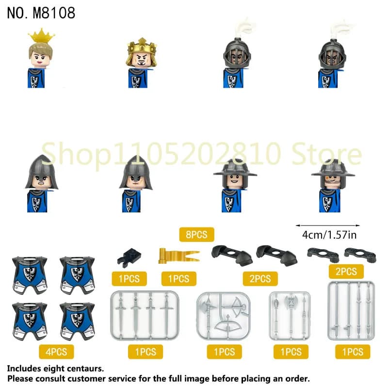 Blocs de construction Médiévaux : Soldat, Roi, Chevalier, Figurines Vikings, Armes, Cheval, Armure,