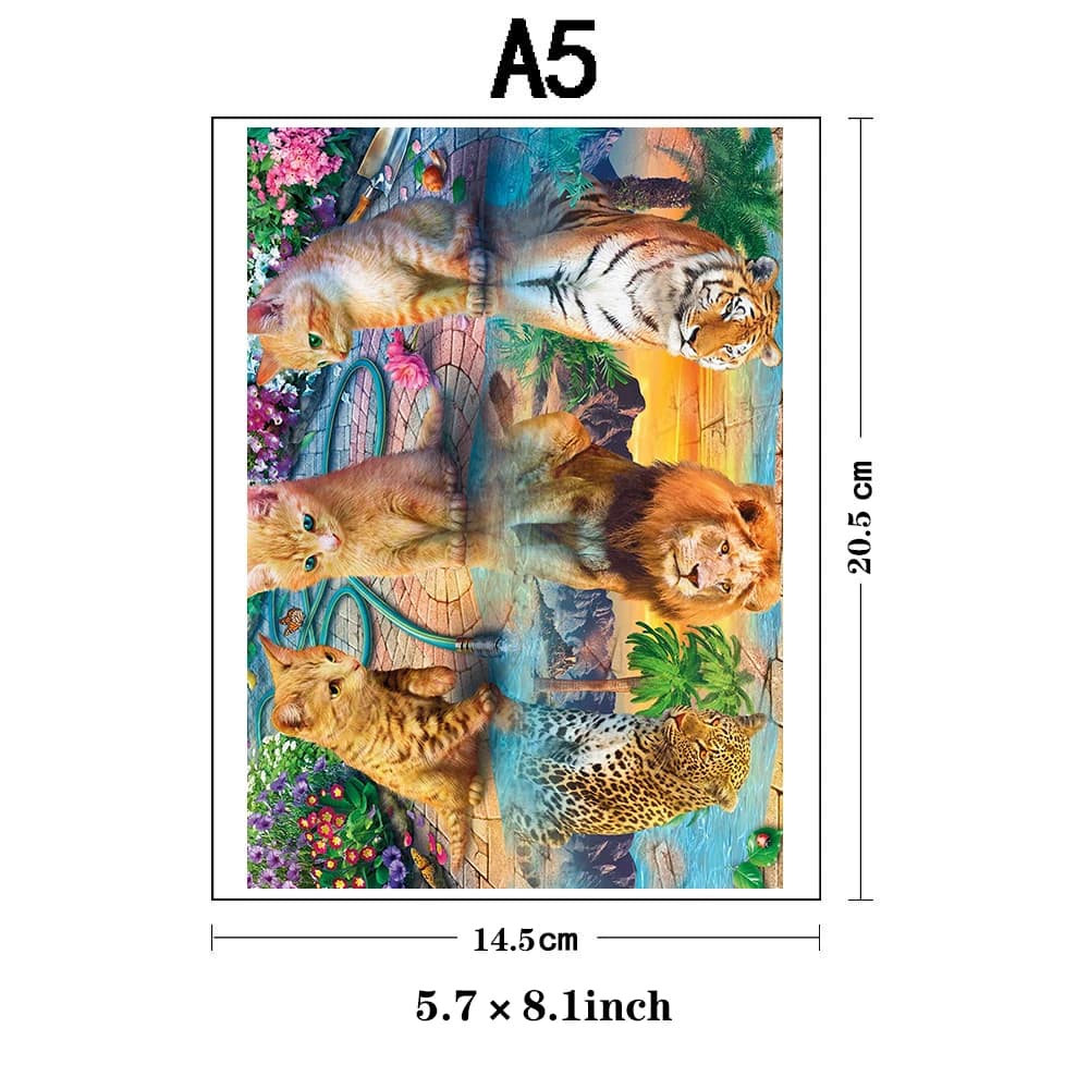 Puzzle en bois de réflexion de chat, puzzle en bois en forme d'animal unique et irrégulier