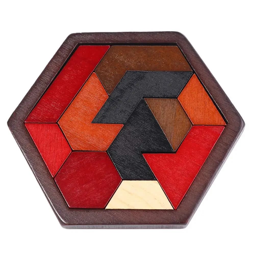 Jeu de Puzzle en bois, Puzzle Hexagonal, planche Tangram, jouets éducatifs, casse-tête IQ