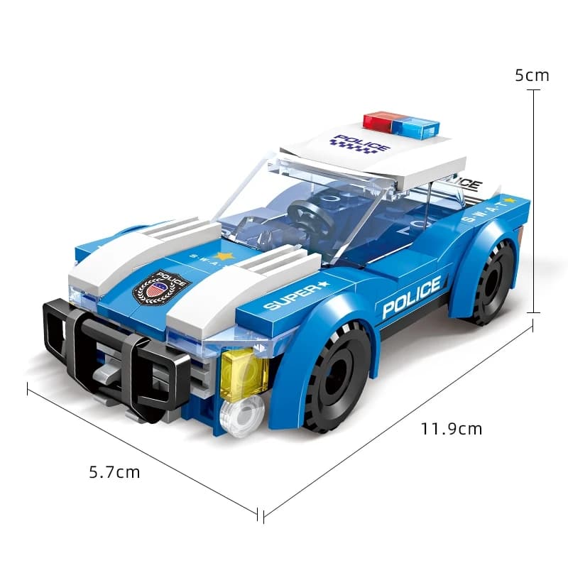 Ensemble de jouets de construction DIY : Voiture de police, camion de pompiers, hélicoptère de sauve