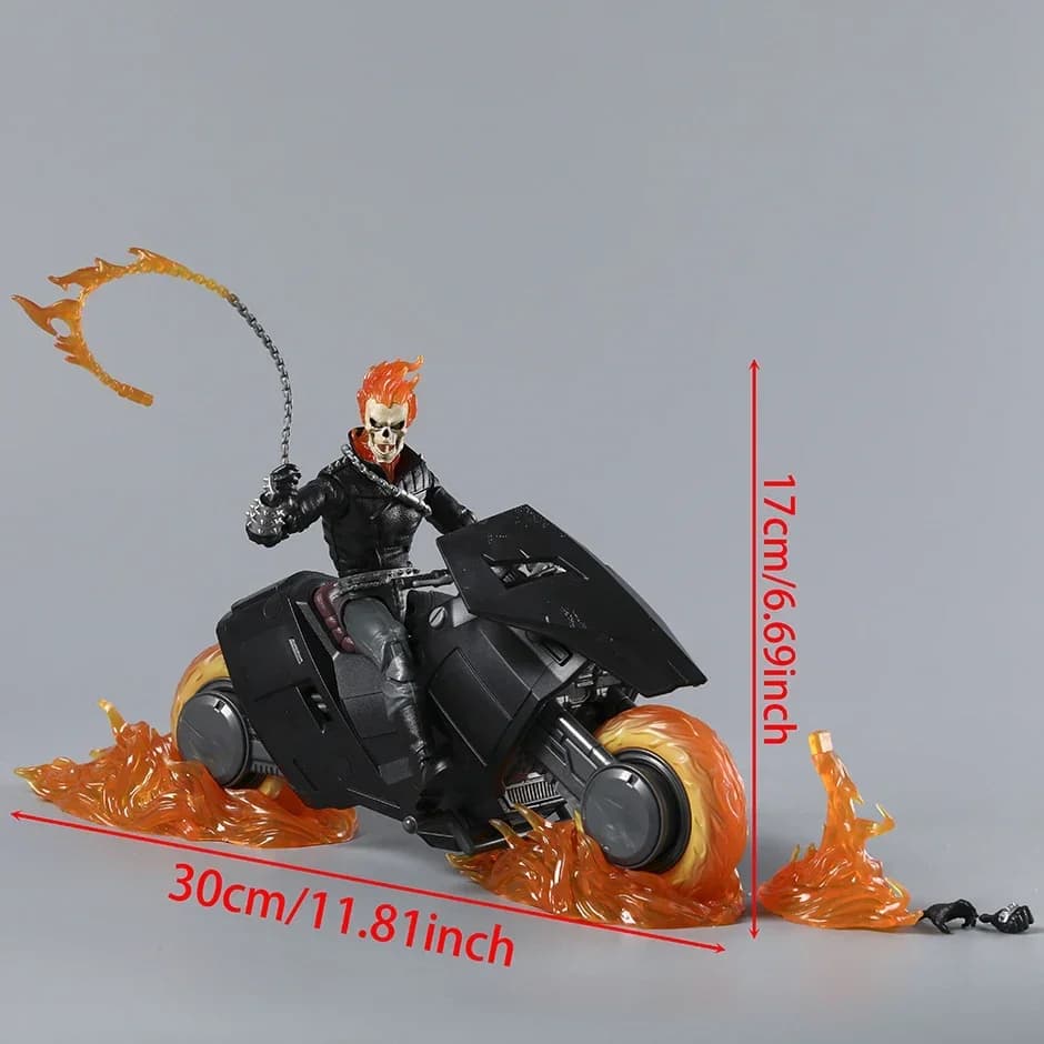 Ghost Rider avec figurine d'action de moto, modèle mobile commun, jouet Brinquedos