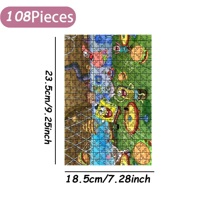 Puzzle en bois Bob l'éponge 108/200/300/500/1000 pièces, puzzle de haute qualité, cadeau amusant, je