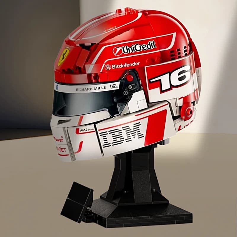 Kit de construction de casque de F1 Charles Leclerc pour collectionneurs adultes, assemblage artisan