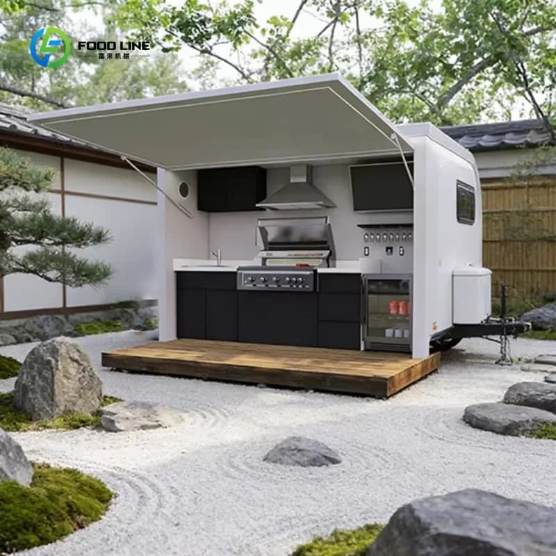 Cuisine mobile préfabriquée de conception nouvelle, maison miniature modulaire d'extérieur avec port