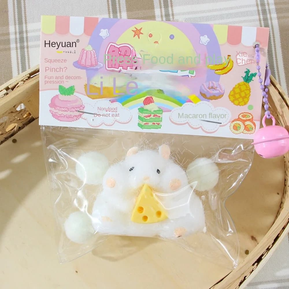 Jouet de Hamster Squishy avec fromage, décor de bureau mignon, anti-Stress amusant, jouets de décomp