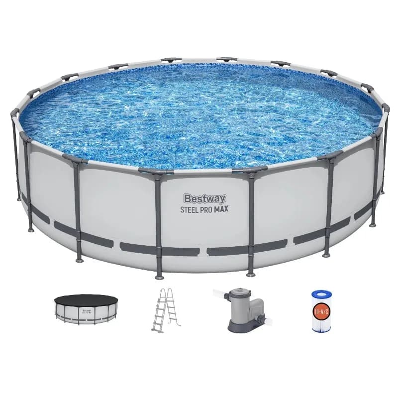 Piscine hors sol Steel Pro MAX, structure métallique ronde, ensemble de piscine extérieure avec pomp