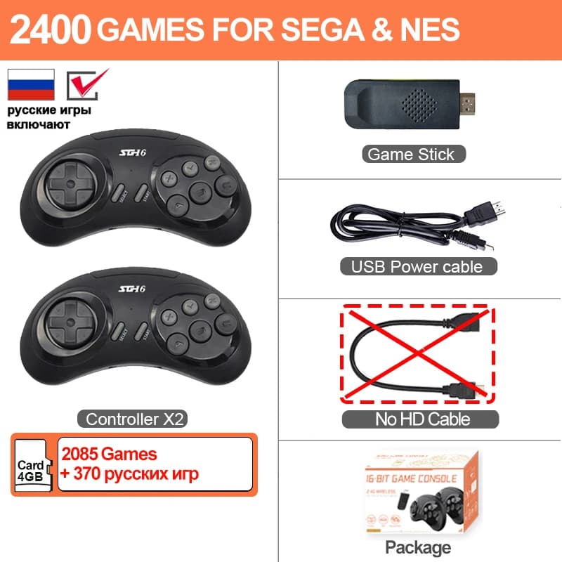 VILCORN 4K HD Retro Game Stick, console de jeu TV, contrôleur sans fil 2.4G, compatible FHD, pour jo