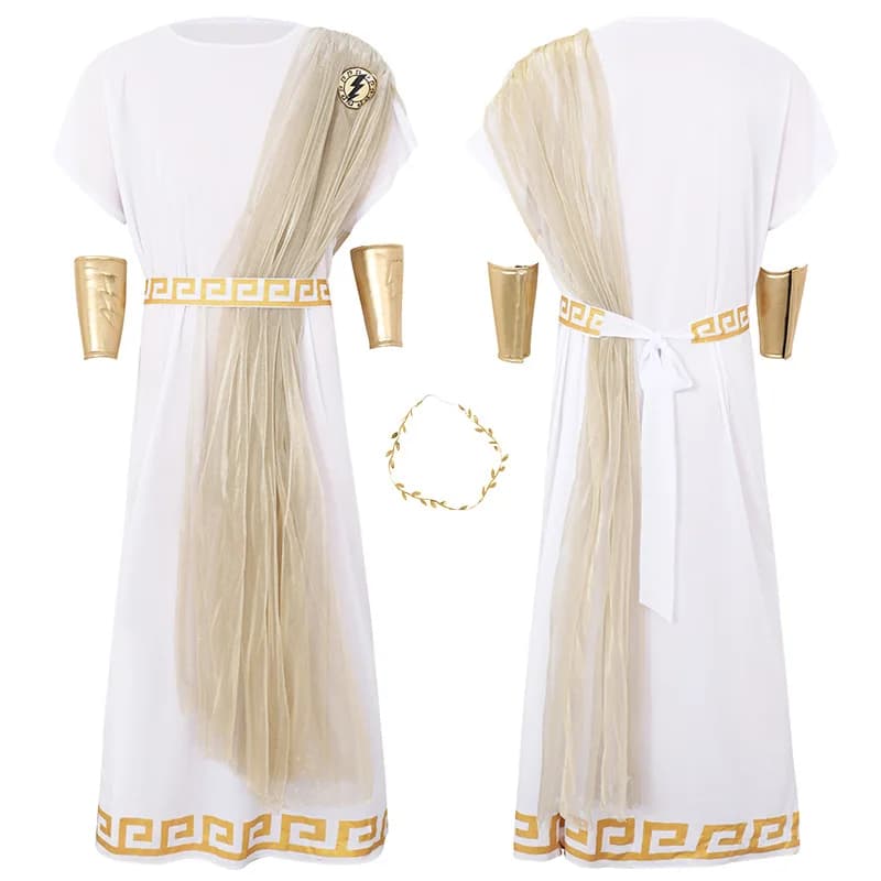 Magnifique Costume de dieu grec ancien Zeus pour hommes, Robe de jeu de rôle, Costume de fête de car