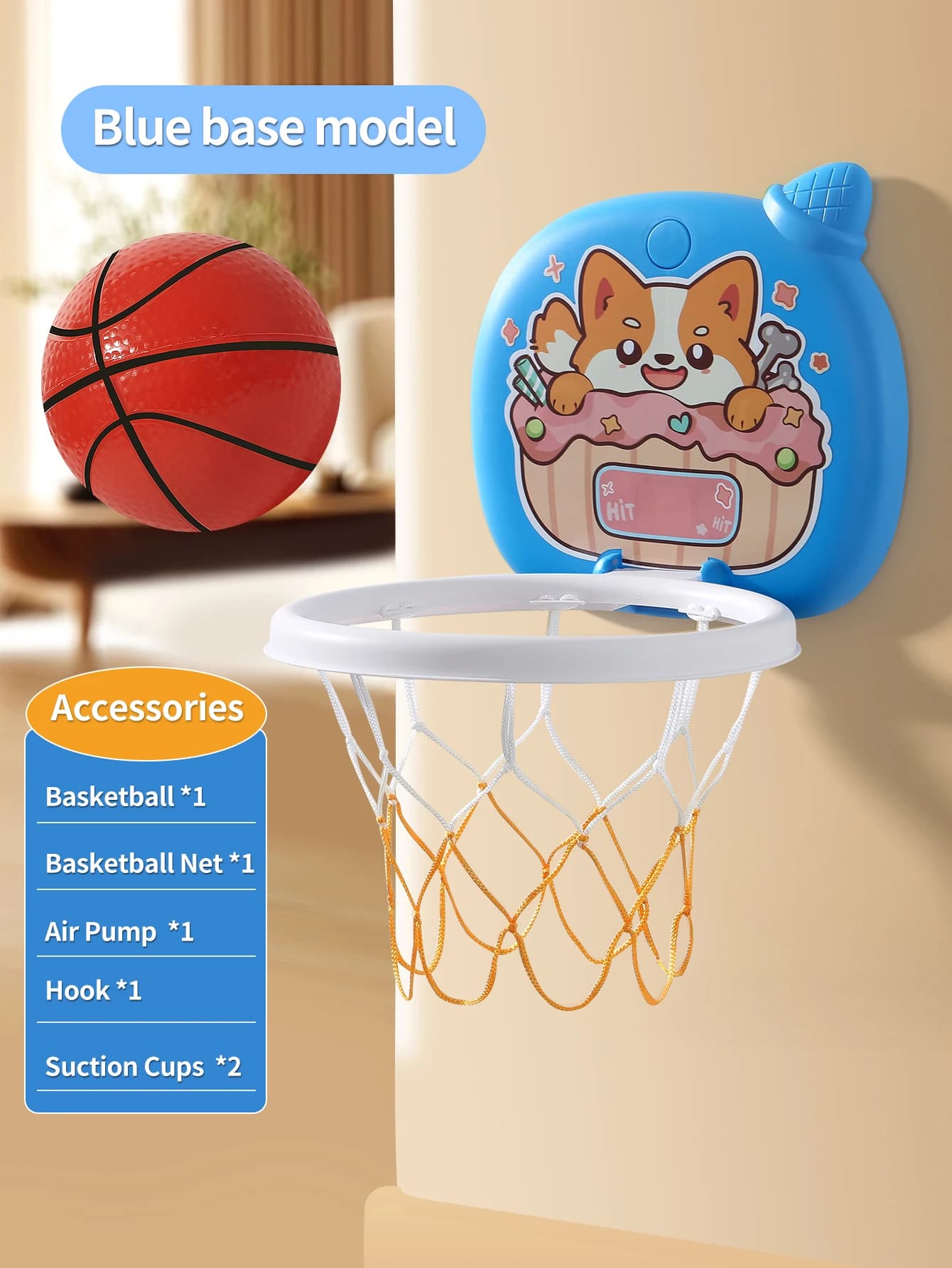 Panier de basket mural pour enfants, dessin animé, ventouse, jeu de basket-ball d'intérieur, jouet p