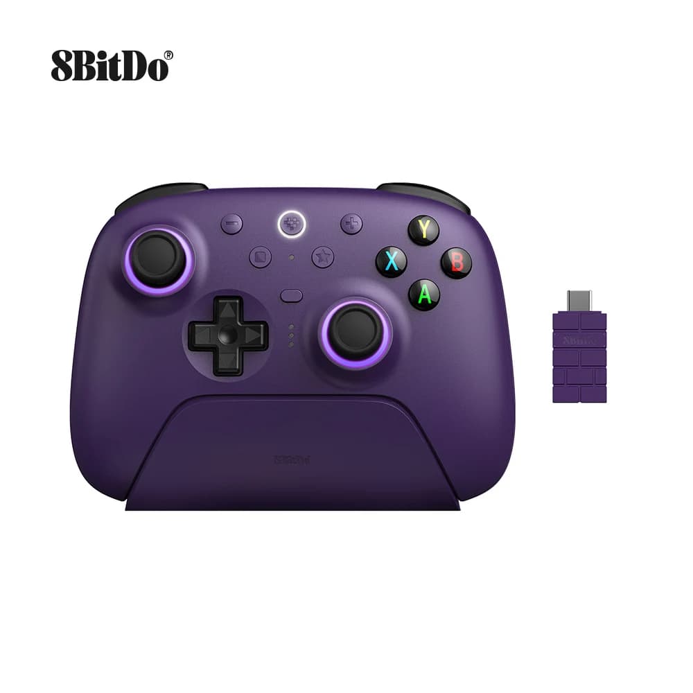 8BitDo Ultimate 2 contrôleur de jeu sans fil 2.4G avec station de charge, manette de jeu Bluetooth T