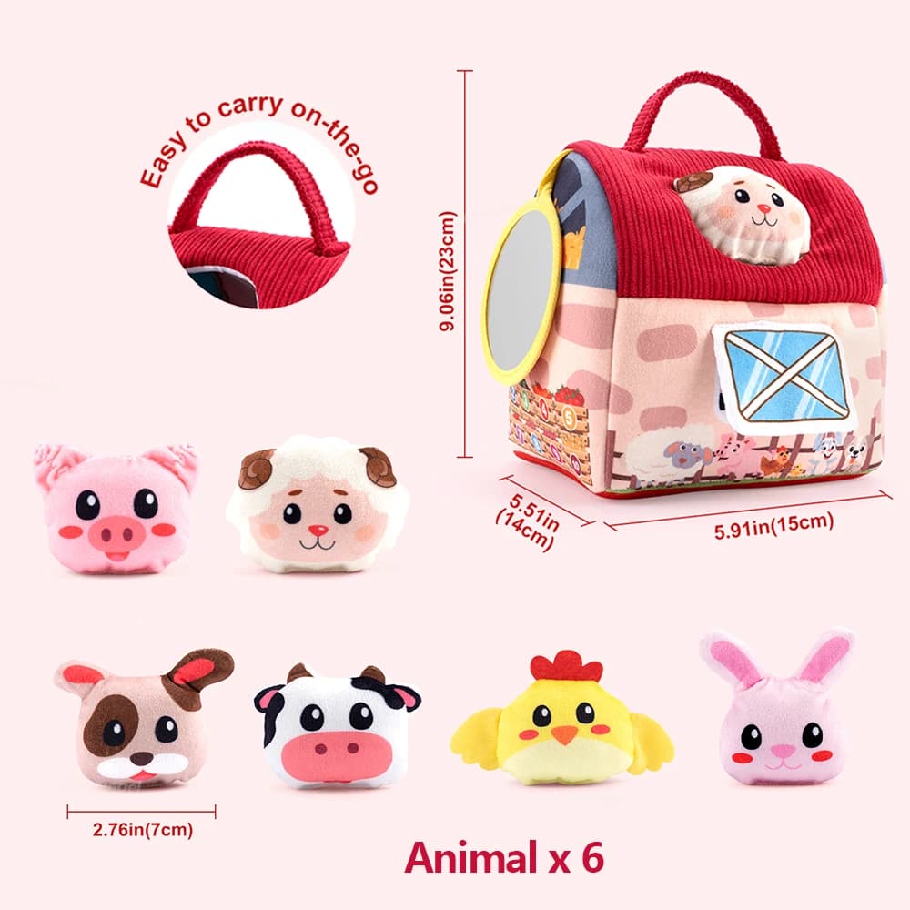 Jouets en peluche animaux de la ferme pour tout-petits, jouets sensoriels portables pour bébés, cade