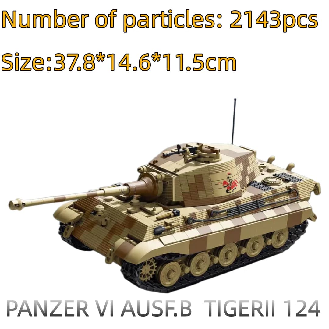 Ensemble de construction de char Tiger King TK2, série militaire, modèle de véhicule blindé à roues,