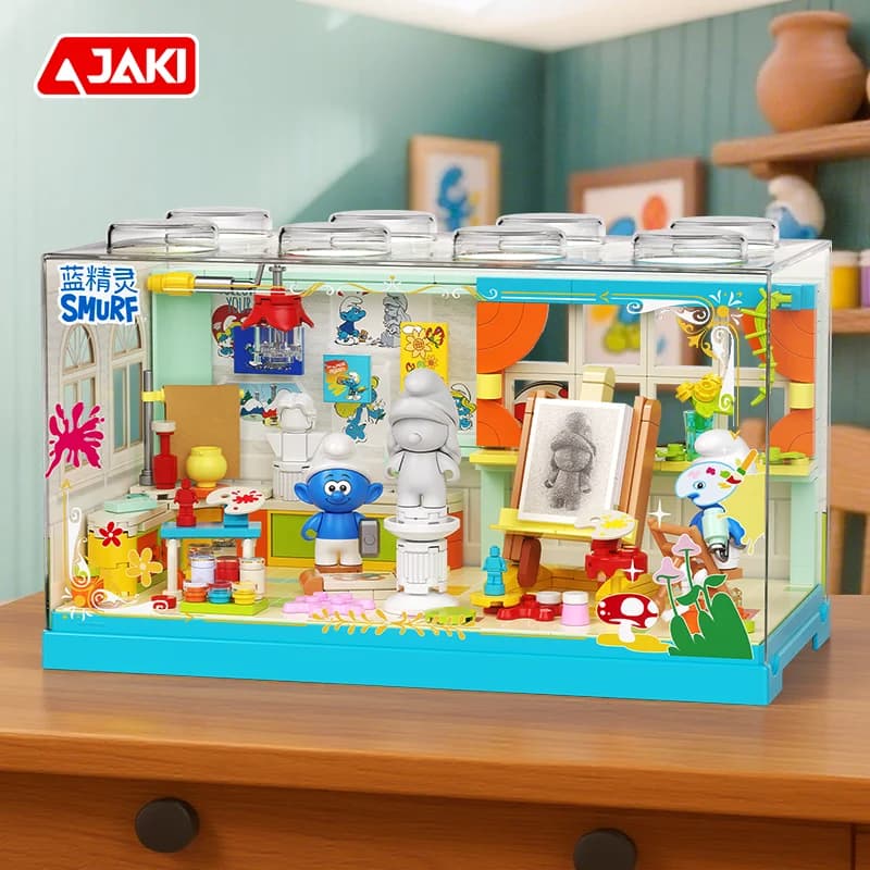 JAKI blocs de construction les murfs assemblé Potion maison peinture maison modèle jouet éducatif dé