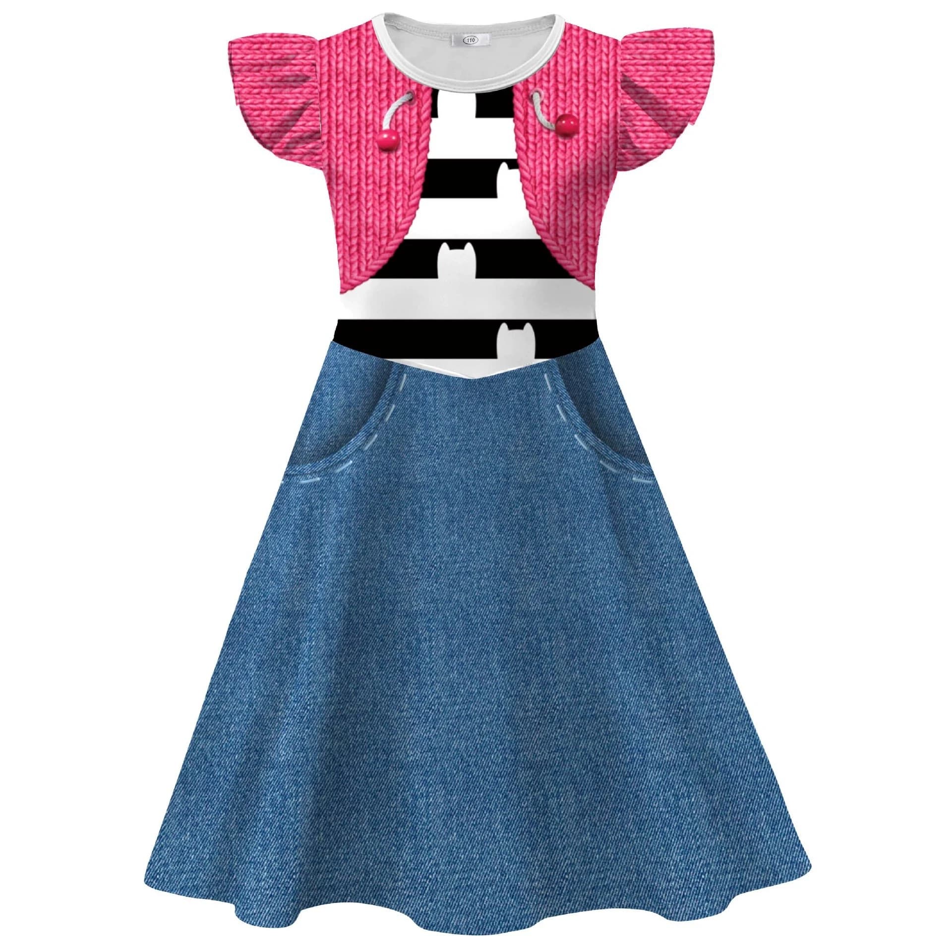 Robe Gabby pour filles, Costume d'halloween, maison de poupée, jeu de rôle, frocs rayés à manches vo