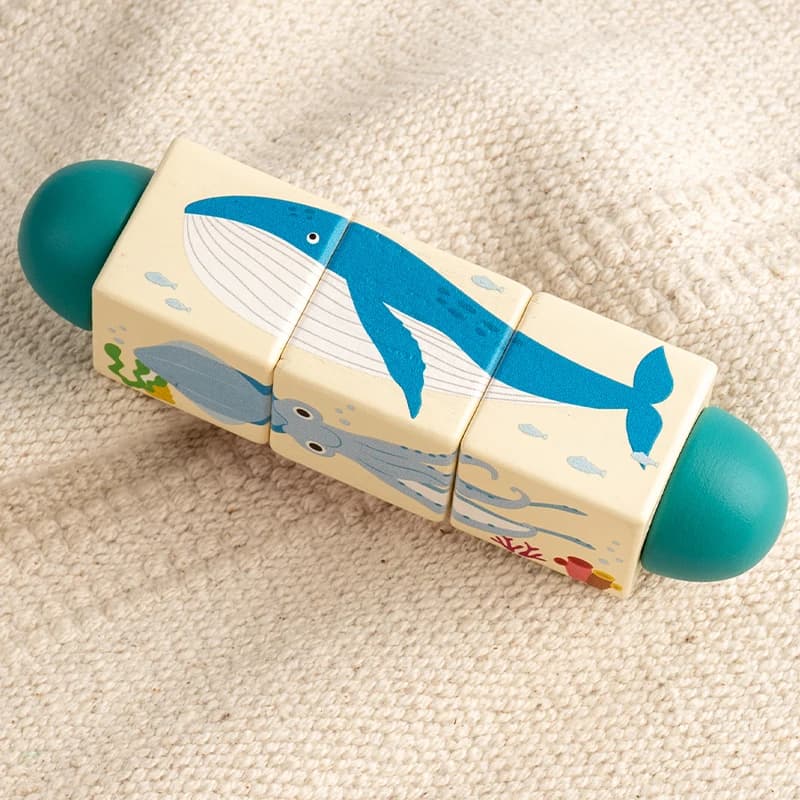 Puzzles rotatifs en bois pour animaux de la forêt, animaux marins, entraînement à la motricité Fine,