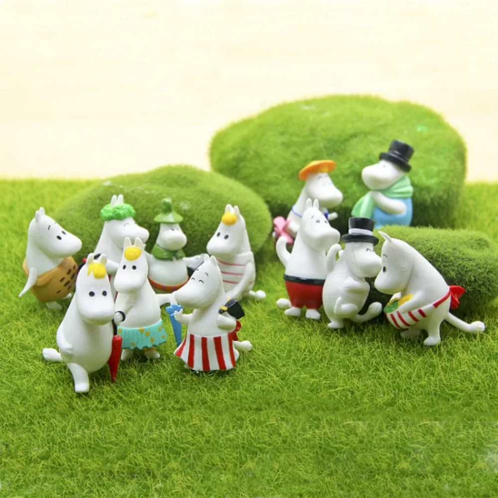 12 figurines de la famille Hippopotame Mmuummiinngg, modèle de dessin animé en PVC, objet de collect