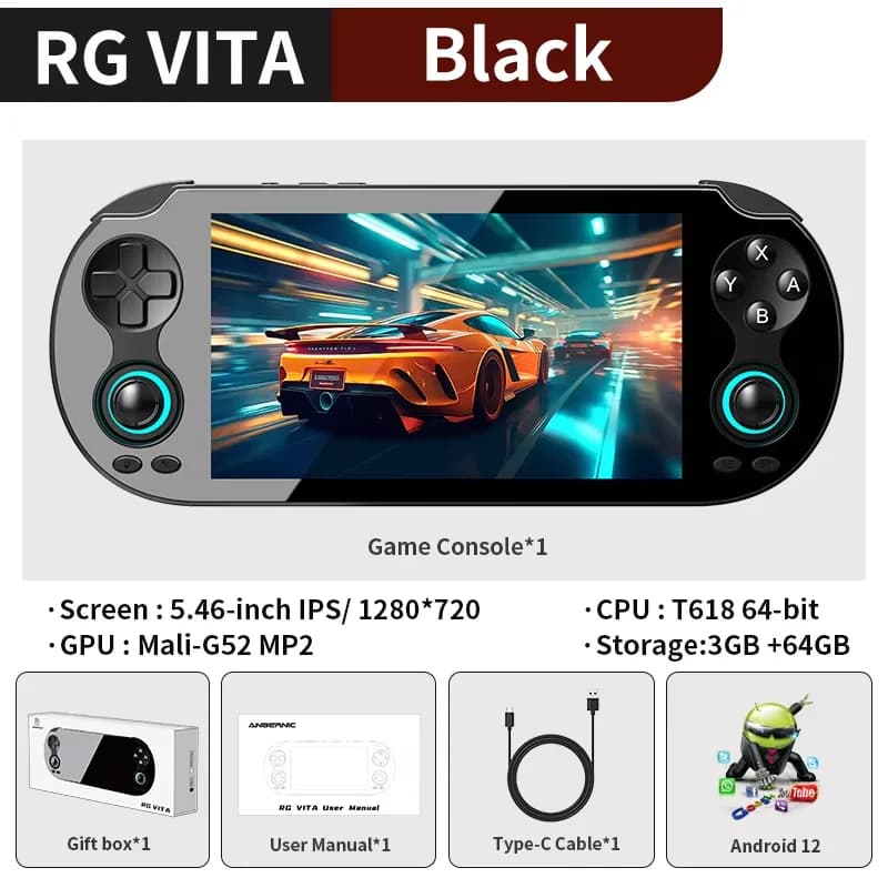 ANBERNIC RG VITA RG VITA Pro Lecteur de jeux vidéo rétro prenant en charge le streaming IA Rixel HK