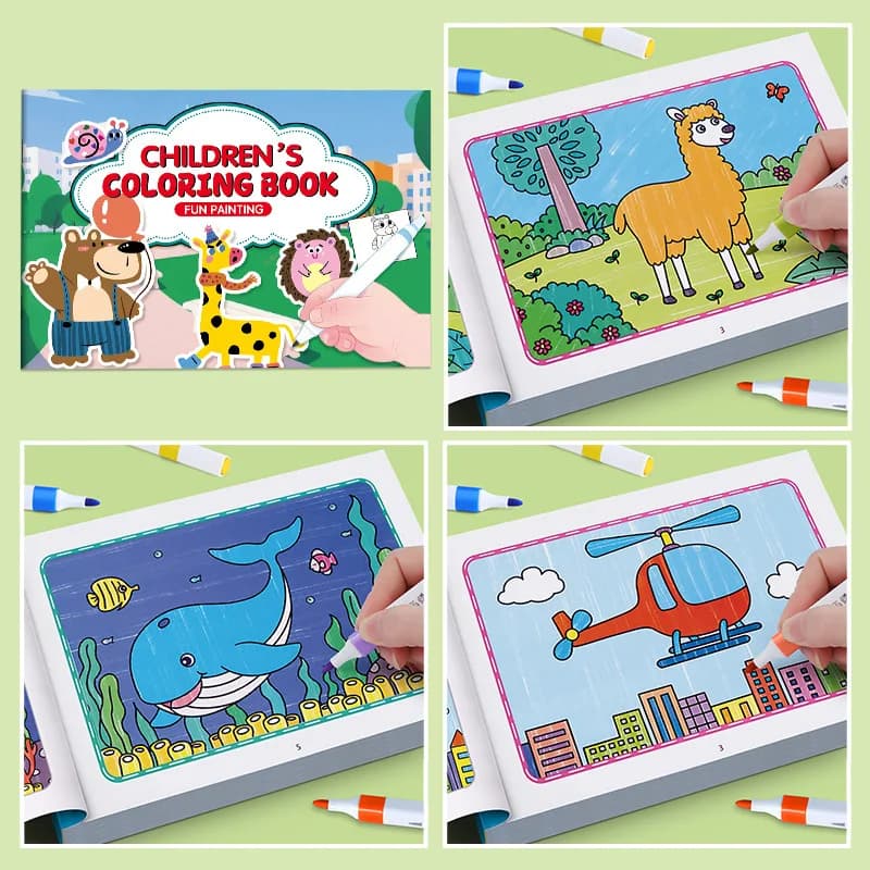 Livre de dessin d'animaux de dessin animé, livre de coloriage pour enfants, livre de coloriage Graff