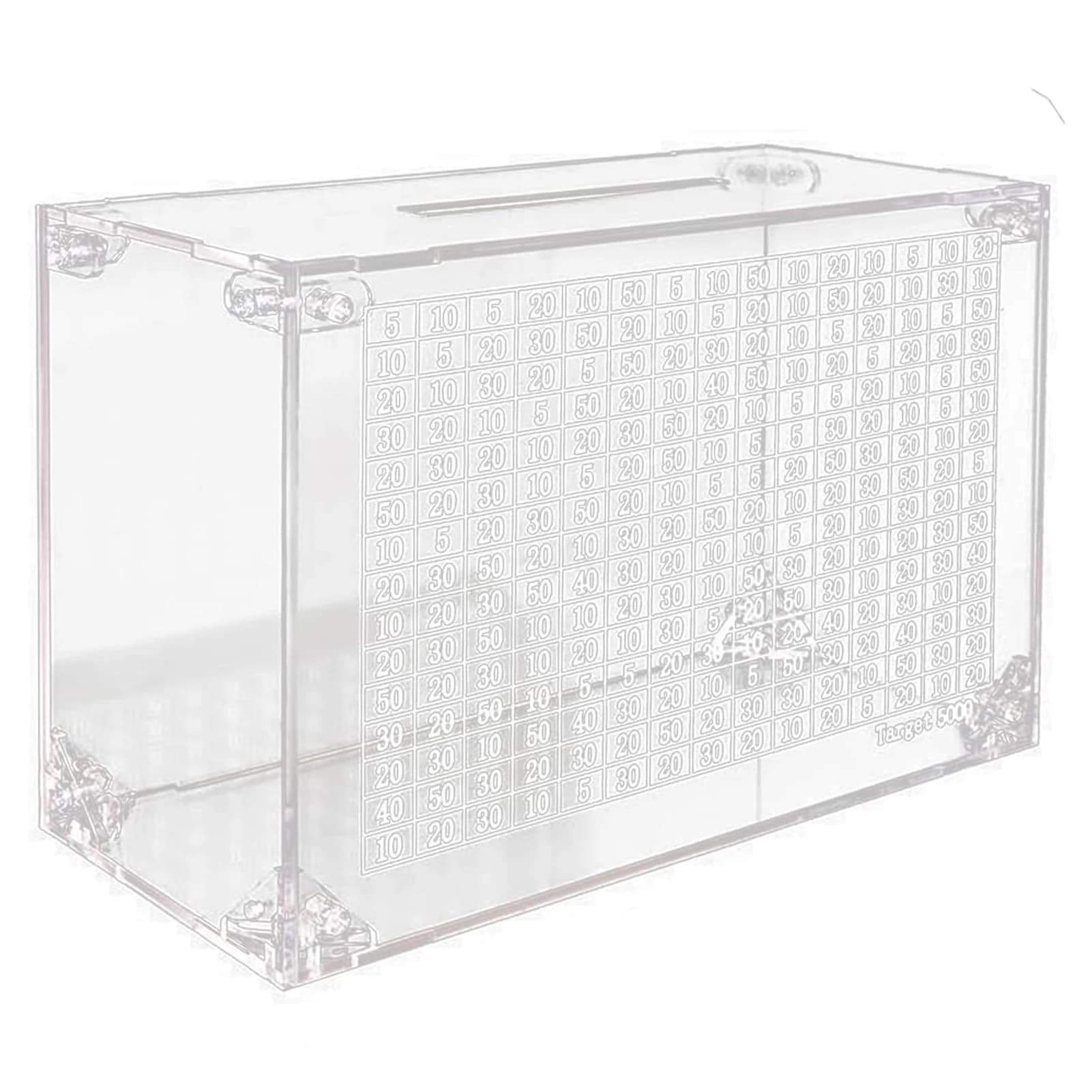5000 défi d'économie d'argent clair acrylique tirelire clair acrylique tirelire avec comptoir 23*15*