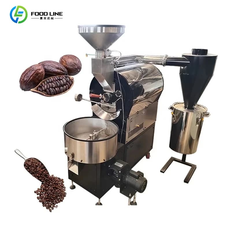 Machine à torréfier le café 2 kg, torréfacteur à tambour commercial avec manomètre pour les cafés et
