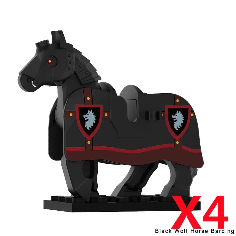 MOC – blocs de construction de château du roi Lion médiéval, accessoires de figurines, cheval de gue