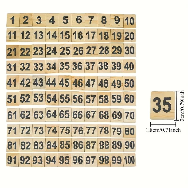 100 pièces de blocs de chiffres en bois de 1 à 100, lettres noires, cubes décoratifs, outils pédagog