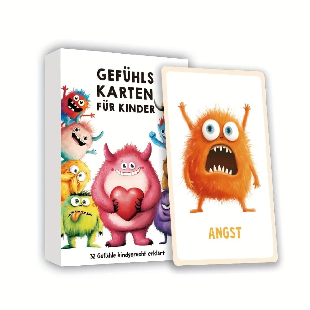 Cartes photo réalistes de monstre d'émotion anglaise allemande, cartes Flash de sentiments pour enfa