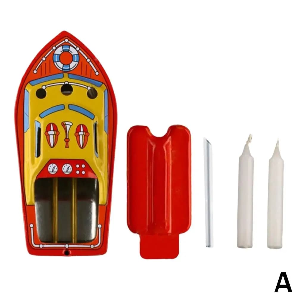 Bateau à bougies en fer, bateau à vapeur alimenté, jouet en étain, bateau flottant, artisanat en mét