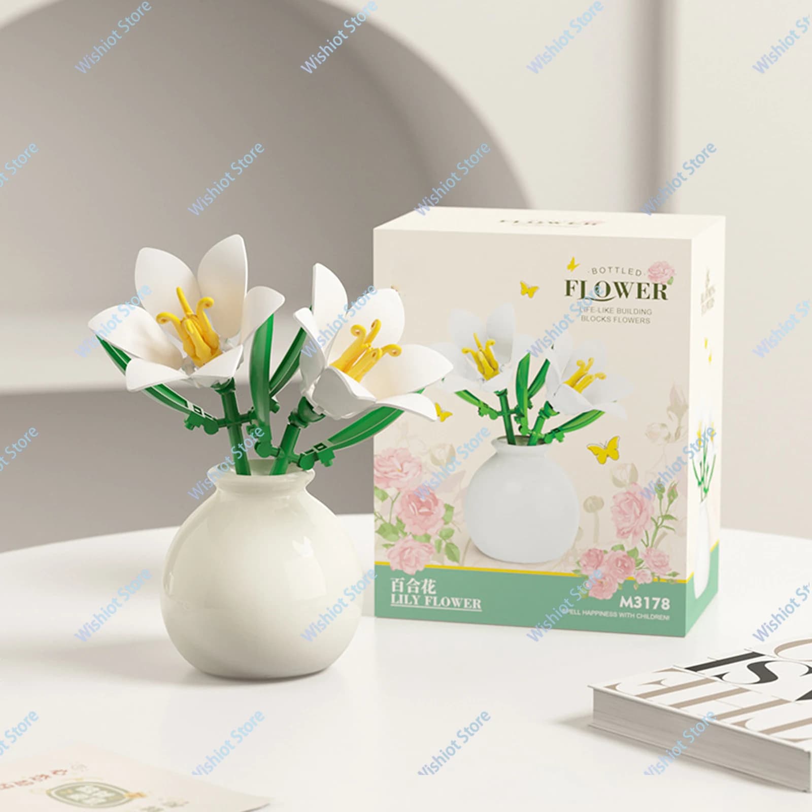 Blocs de construction de fleurs créatifs avec Vase, Rose, tulipe, tournesol, Simulation de Bouquet e