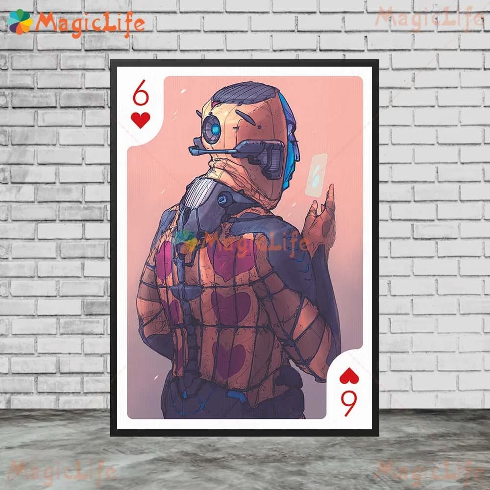 6 cartes à jouer coeurs dessin animé Poker photos murales pour salon affiche nordique mur Art toile