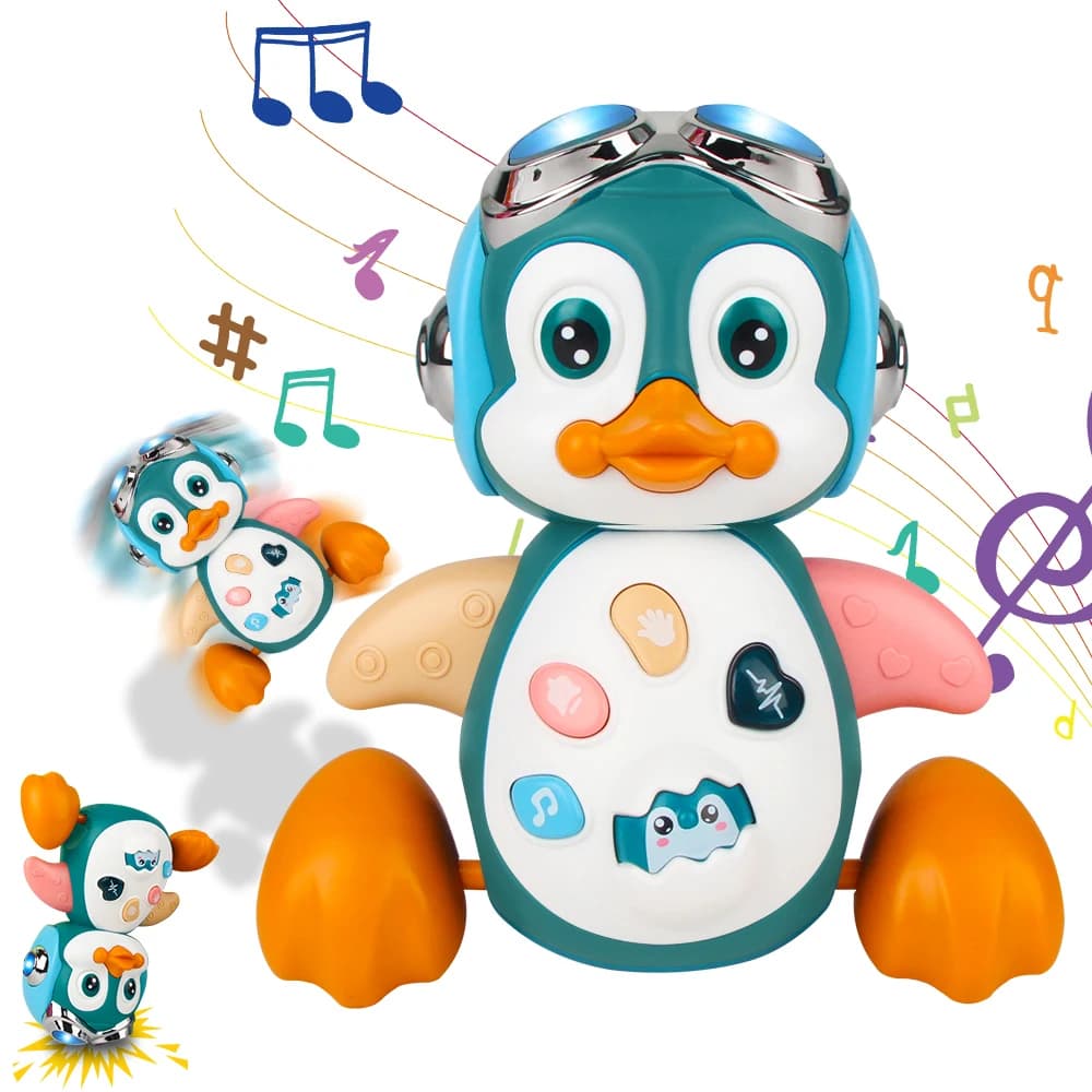 Jouets rampants pour bébé, pingouin Musical, jouets de danse de marche en mouvement avec lumière, dé
