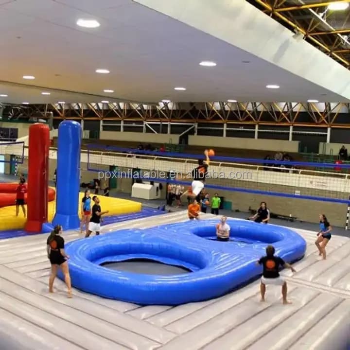 Grand Bossaball gonflable de plage en PVC, terrain de volley-ball joué à la musique latine, jeu de S
