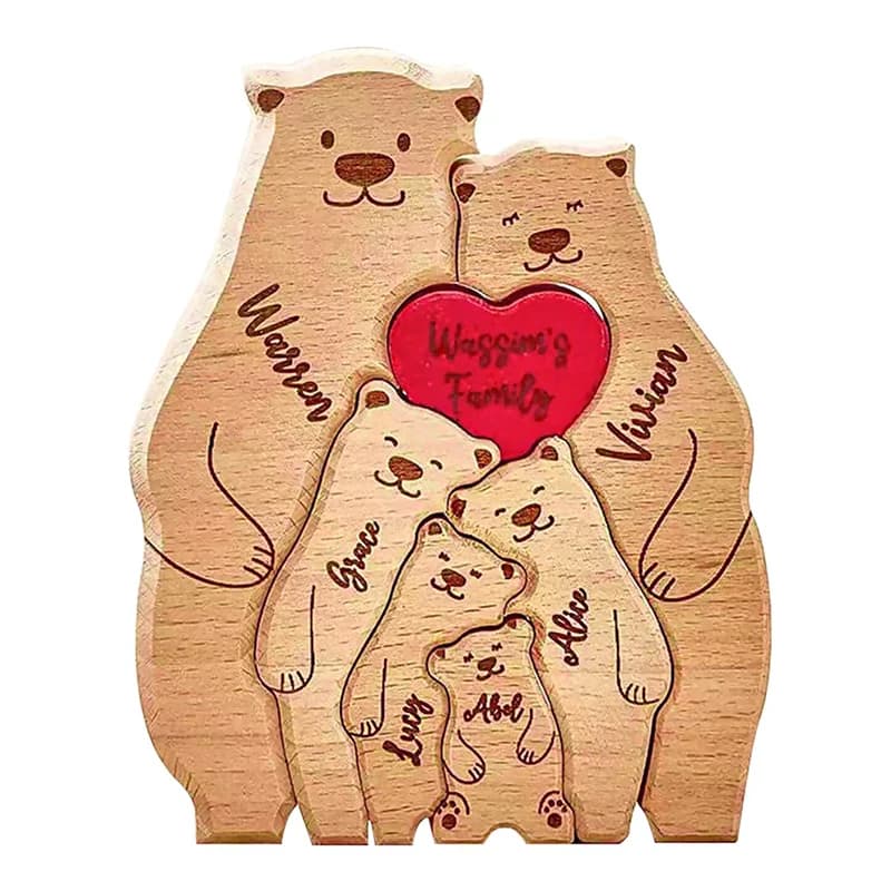 Puzzles personnalisés avec nom de famille, avec 2 à 6 noms, ours en bois personnalisé avec nom, cade