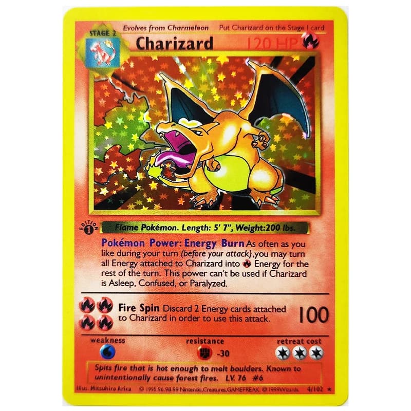Cartes de Collection Pokemon 1996 1ère édition cartes Flash Charizard Blastoise jeu de bricolage PTC