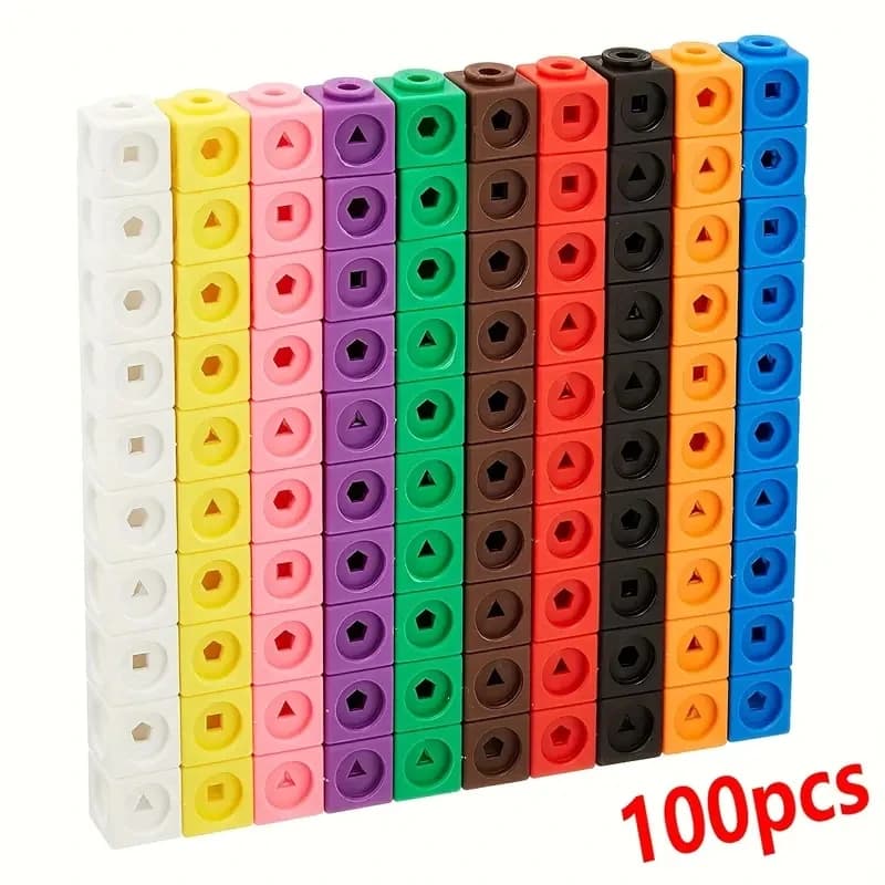 Ensemble de 100 Cubes à maillons mathématiques, manipulateurs et Cubes mathématiques pour enfants âg