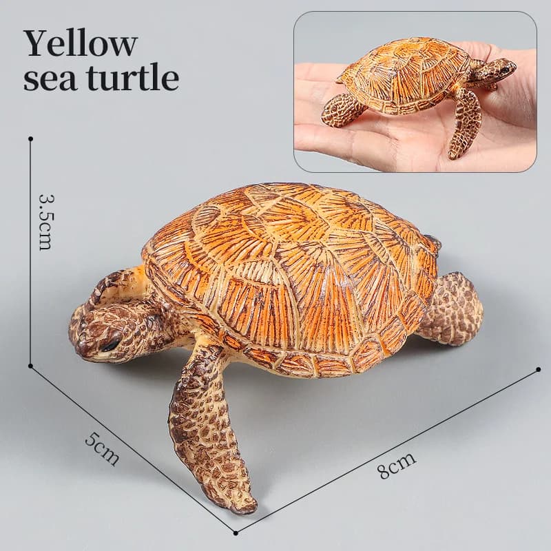 Figurine modèle de tortue de mer en cuir, simulation de vie marine, figurine d'action animale solide